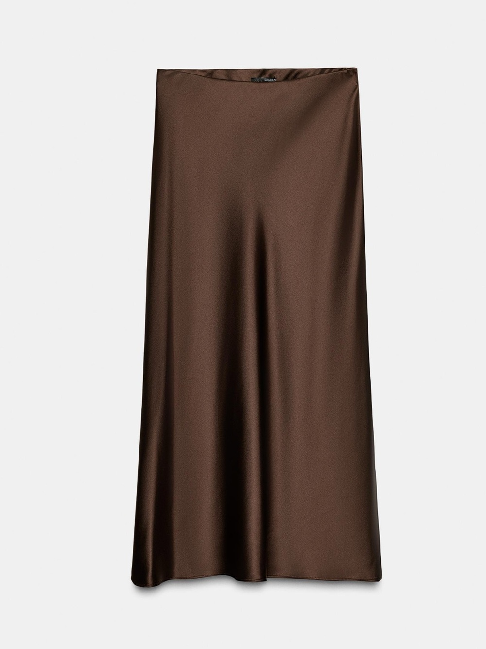 Zara Satin Effect Maxi Skirt in Chocolate Brown, Size S